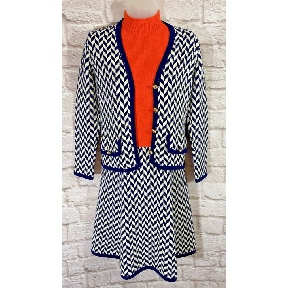 Vintage 1960s St. John Knits Sweater Jacket Dress 2-Piece Outfit Small/Medium - Picture 2 of 16